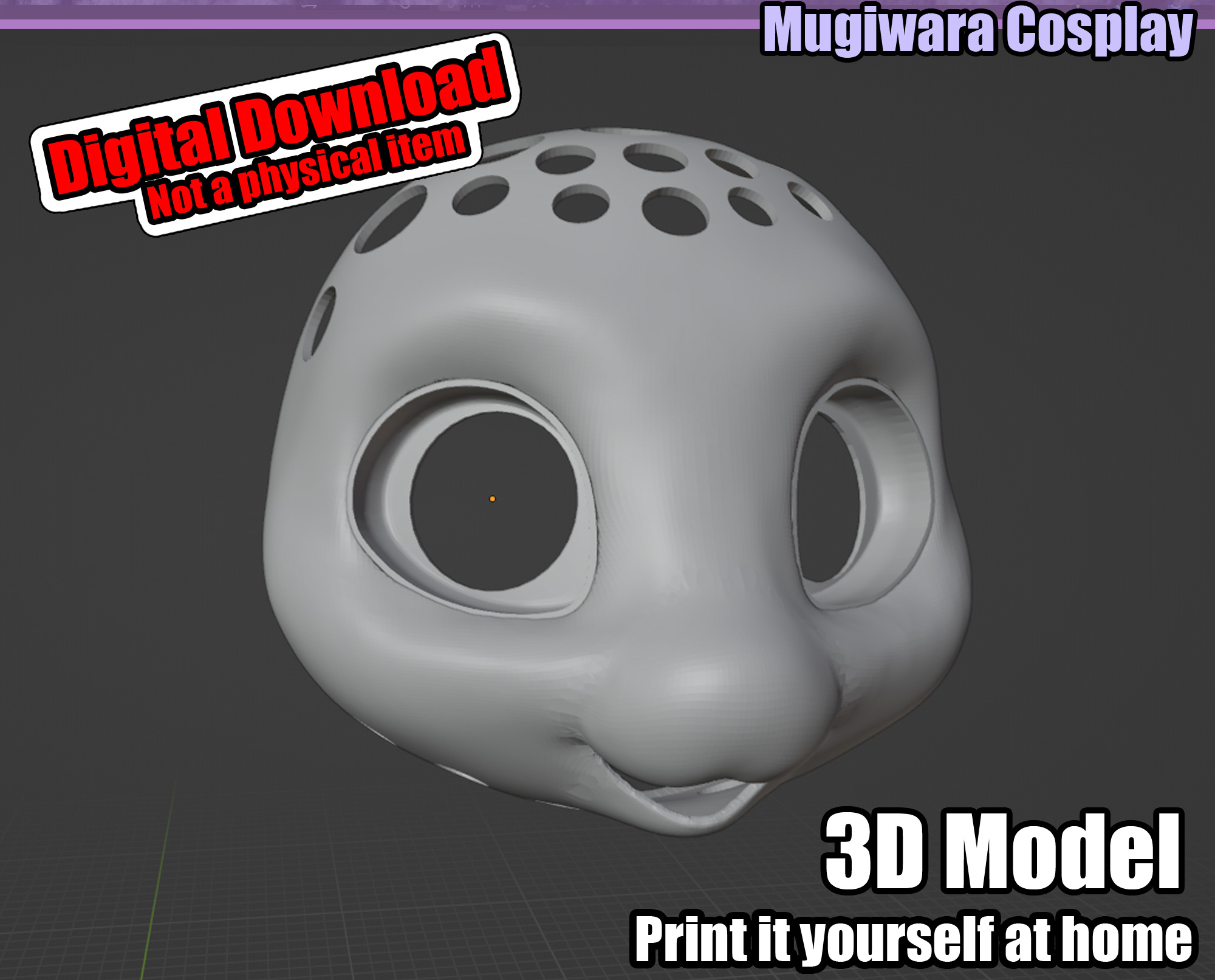 Kemono 3D-model STL Fursuit Head Base for 3D-printing