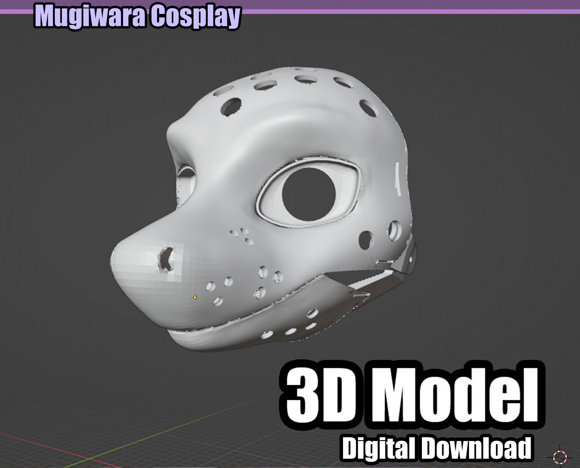 Shark 3D-model STL Fursuit Head Base for 3D-printing