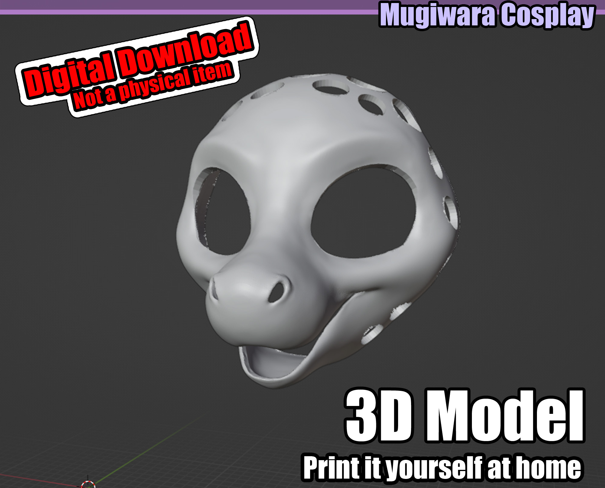 Kemono Dragon 3D-model STL Fursuit Head Base for 3D-printing
